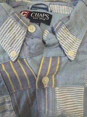 Vtg 90s Chaps Ralph Lauren Madras Patchwork Shirt XL Coastal Prep Ivy
